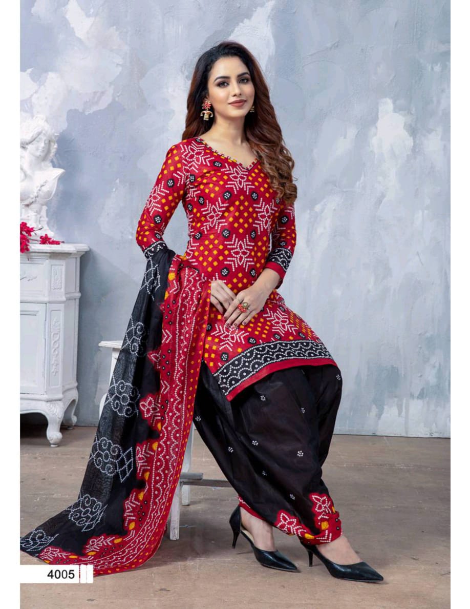 Meenaxi Chunari Special 4 Regular Wear Cotton Printed  Bandhani Dress Material